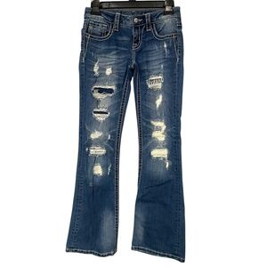 Miss Me Girls Mid Rise Distressed Medium Wash Bootcut Jeans Size 12